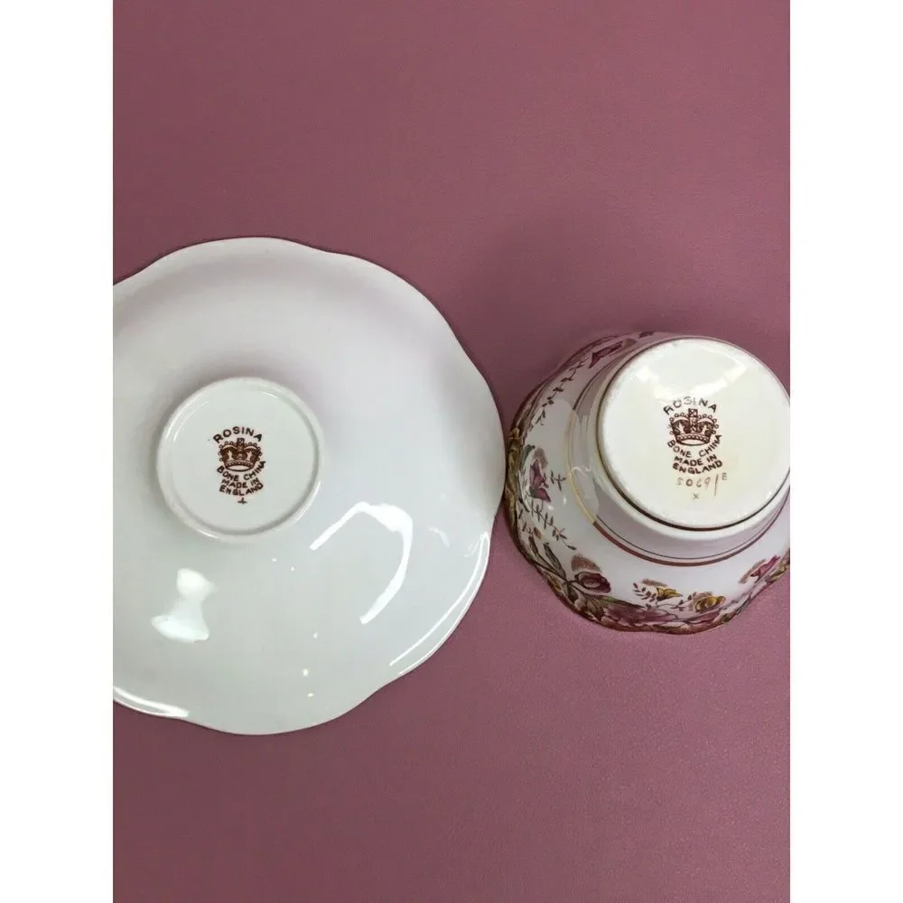 VINTAGE ROSINA DEMITASSE TEA COFFEE SET CUP & SAUCER SET ENGLAND FINE BONE CHINA